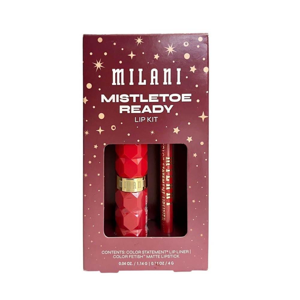 Milani Matte Neutral Red Lip Kit Color Fetish Lipstick Color Statement Lip Liner